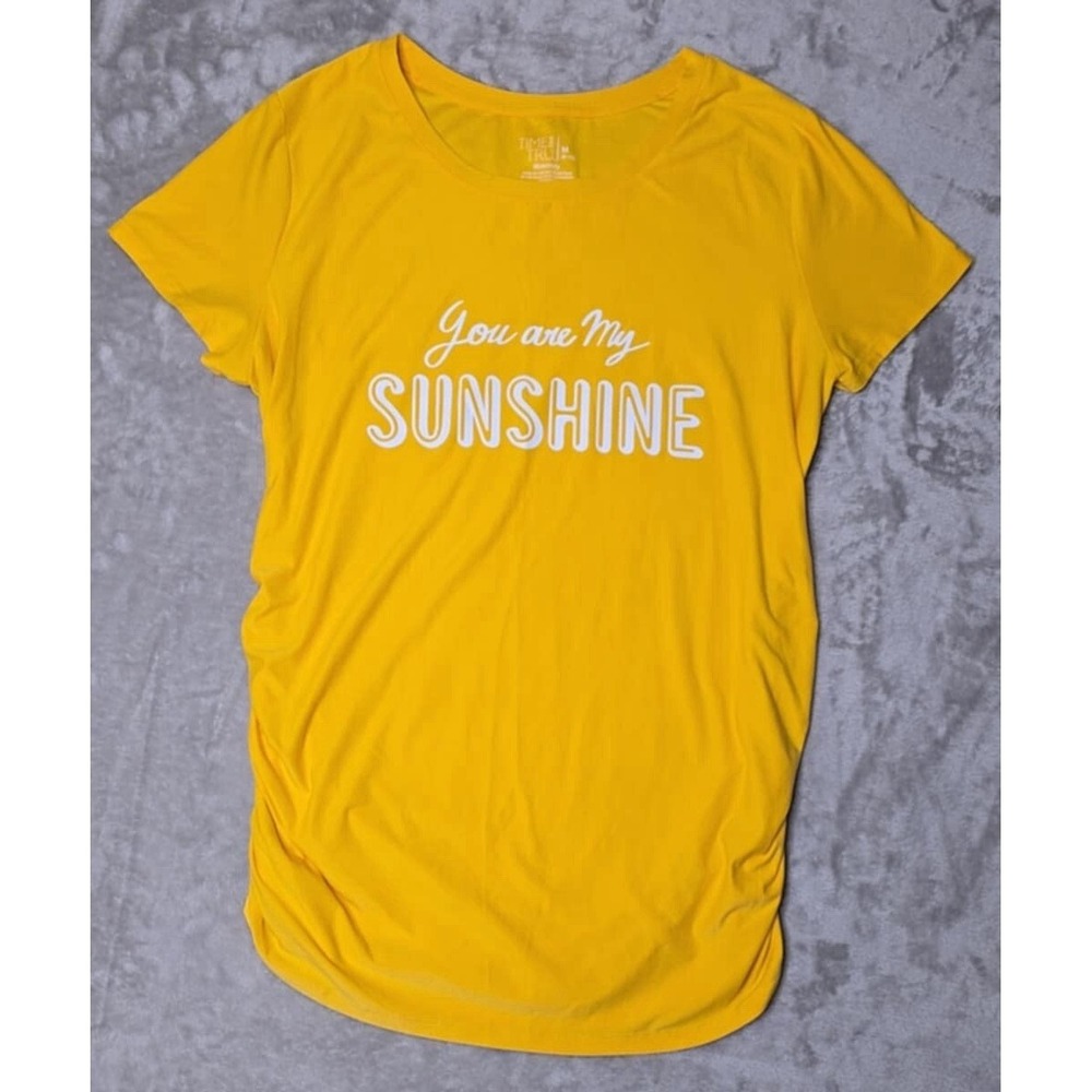 Time And Tru‎ Shirt Women's M Yellow Maternity Mommy To Be You Are My Sunshine